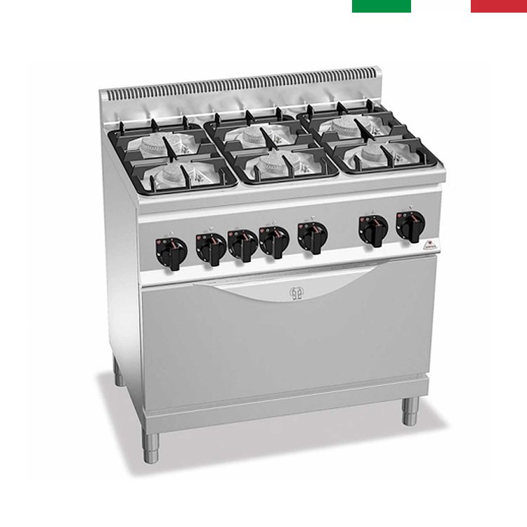 COCINA 6 FOGONES GAS FONDO 60 HORNO MAXI