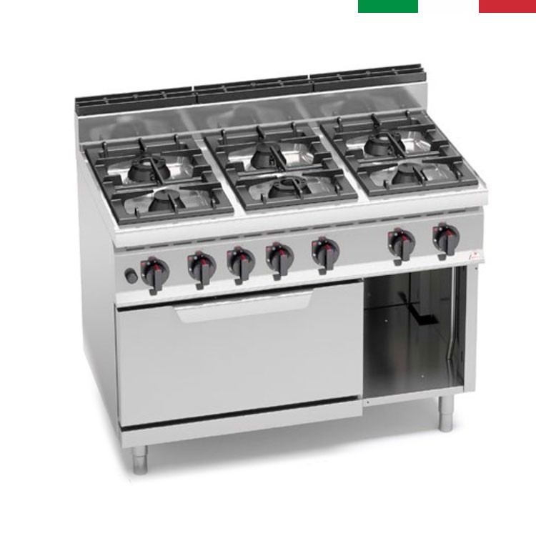 COCINA 6 FOGONES GAS HORNO GN 2/1 FONDO 70