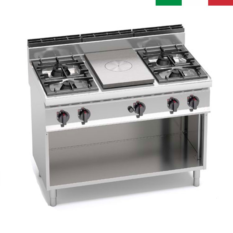 COCINA 4 FOGONES GAS Y PLACA RADIANTE FONDO 70